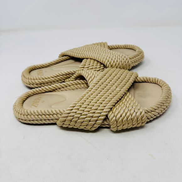 Zara Beige Rope Slide Sandals Size 38 Coastal Boho Minimalist Beach Vacation - Picture 7 of 12